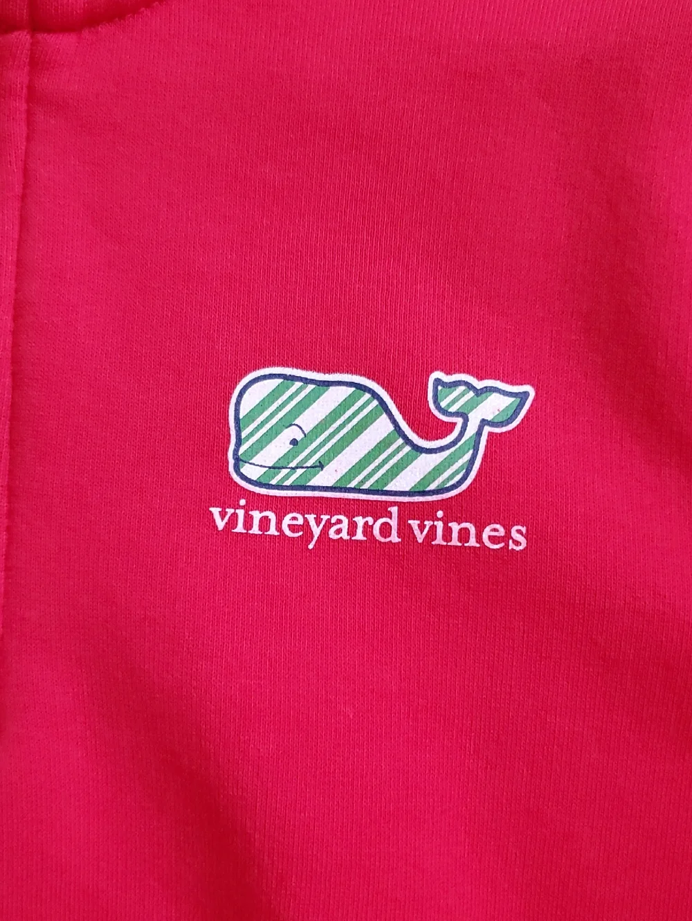 Vineyard Vines Girls Red Christmas Glitter Whale 1/4 Zip Sweatshirt SzS (7-8)